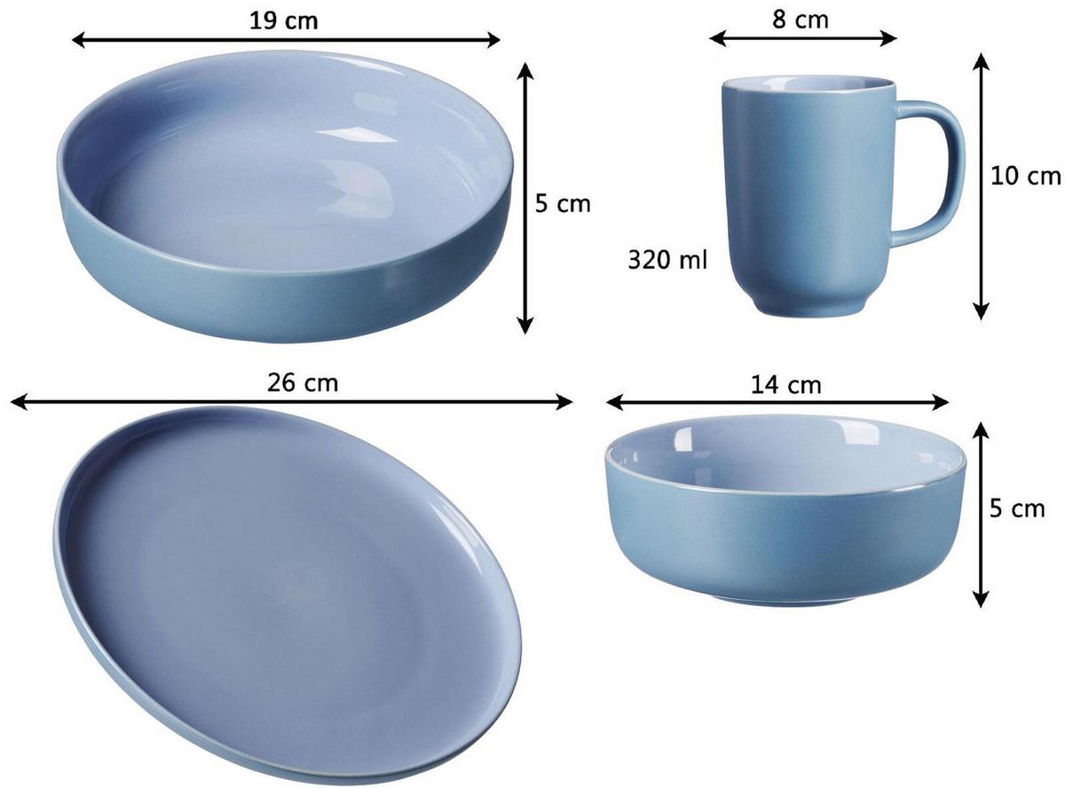 KOMBISERVICE Jasper ozeanblau 16-tlg. - Blau, Keramik (2/2/2cm) - Ritzenhoff Breker