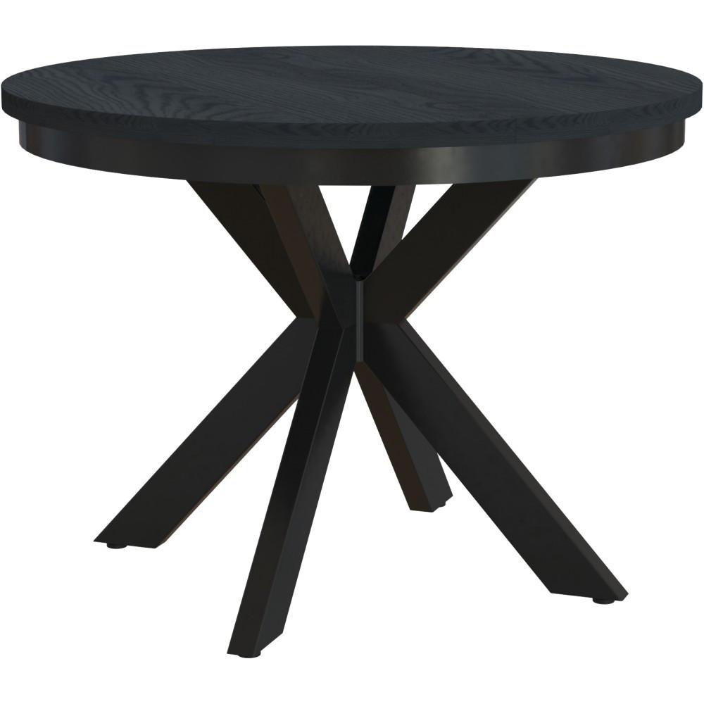 ESSTISCH Bilbao, Runder, mit Metallbeinen, Schwarz - Schwarz, Holzwerkstoff/Metall (100/100/77cm) - Beautysofa