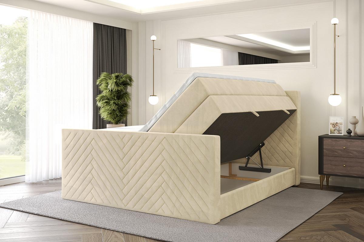BOXSPRINGBETT mit Matratze und Lattenrost - VEXA-Z KING-200x200 - Beige Monolith - Beige, Holzwerkstoff (200/200cm) - ALTDECOR