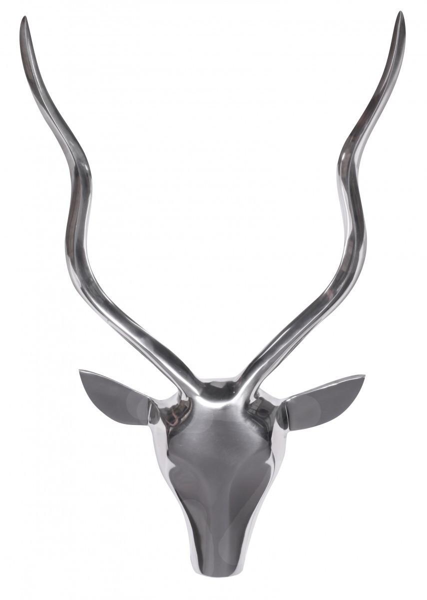 WANDDEKO Hirschgeweih Aluminium silberfarben 33x54x4 cm modern handgefertigt - Silberfarben, Metall (33/54/4cm) - KADIMA DESIGN