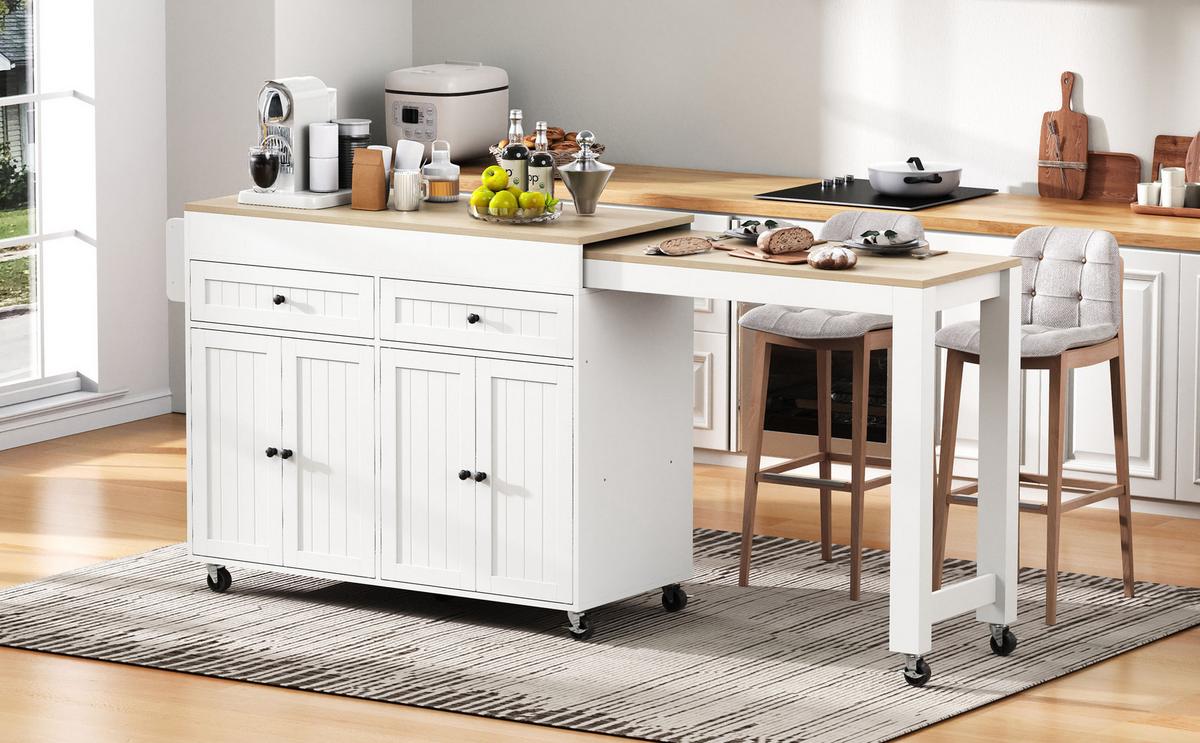 BARTISCH Weiß mit Stauraum und Ausziehfunktion - Weiß, Holzwerkstoff (45/180/92.2cm) - Urban Meuble