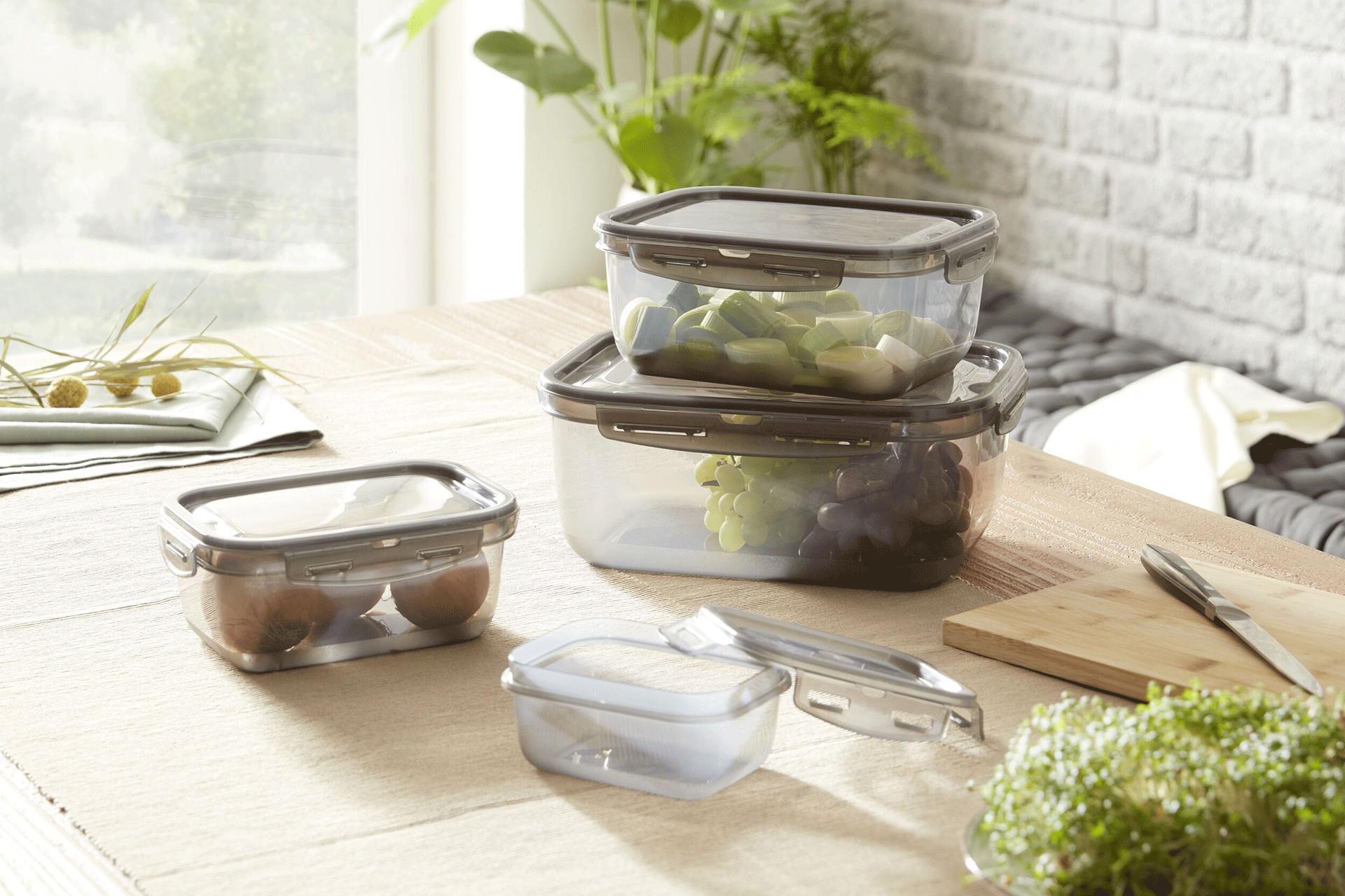 Vorratsdosen-schwarz-transparent-Set-günstig-Klappöffnung-groß-klein-bei mömax 1