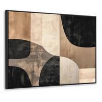 LEINWAND Bilder mit Rahmen - Abstrakt - Flugzeuge - Schwarz - Rund - 70x50 - Beige, Textil (70/50cm) - MuchoWow