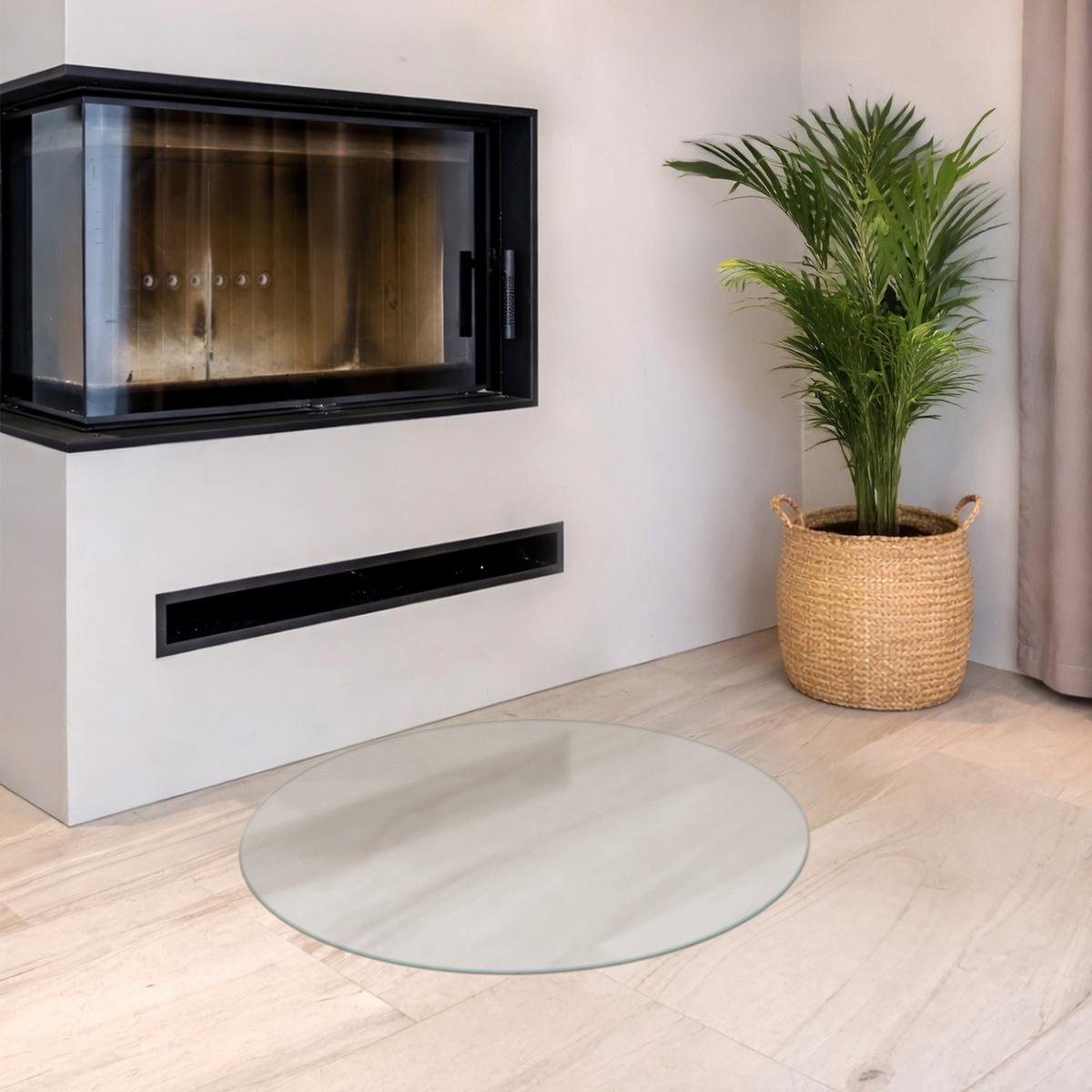 GLASBODENPLATTE für Kaminofen Ø90 cm – Milchglas Optik - Transparent, Glas (90/100/0.4cm) - TULUP