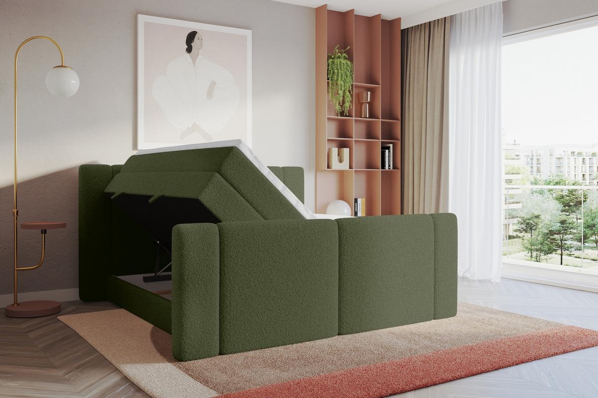 BOXSPRINGBETT mit Matratze H3/H4 - EVON KING Zanozek - 180x200 cm Grün - Jadegrün, Holzwerkstoff (180/200cm) - ALTDECOR