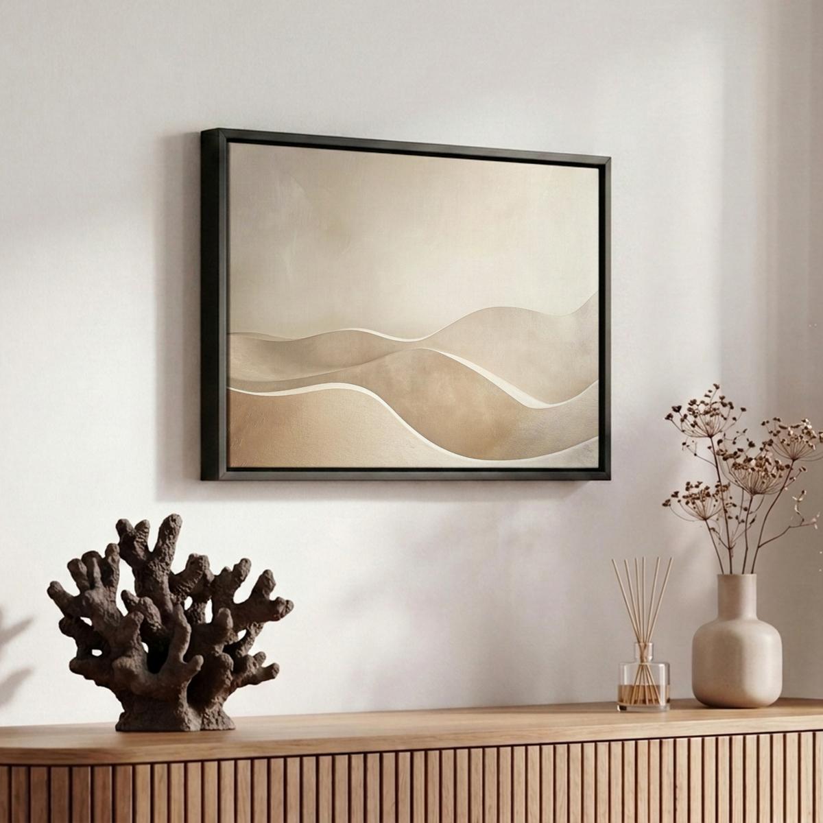LEINWAND Bilder mit Rahmen - Beige - Natur - Abstrakt - Modern - 30x20 - Beige, Textil (30/20cm) - MuchoWow