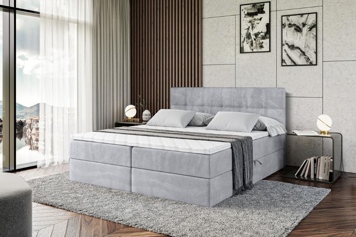 BOXBETT mit Matratze H3 und Lattenrost - MARCE - 140 x 200 cm - Grau - Grau, Holzwerkstoff (140/200cm) - ALTDECOR