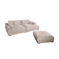 BIG SOFA-SET 6-TLG MADELINE Taupe Cord - Taupe/Schwarz, Kunststoff/Textil (290/85/170cm) - KAWOLA