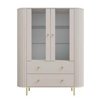 VITRINE BOLLA 155 / 123 cm in Beige - Beige, Holzwerkstoff (123/155/42.3cm) - MASSENO