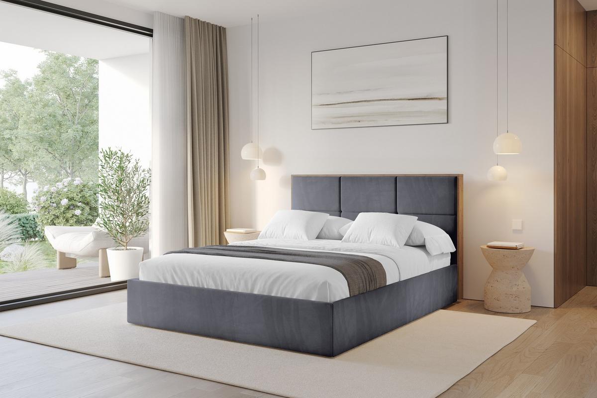 POLSTERBETT mit Bettkasten und Lattenrost, Boxbett ohne Matratze - LILA 140x200 Dunkelgrau - Dunkelgrau, Holzwerkstoff/Textil (140/200cm) - ALTDECOR