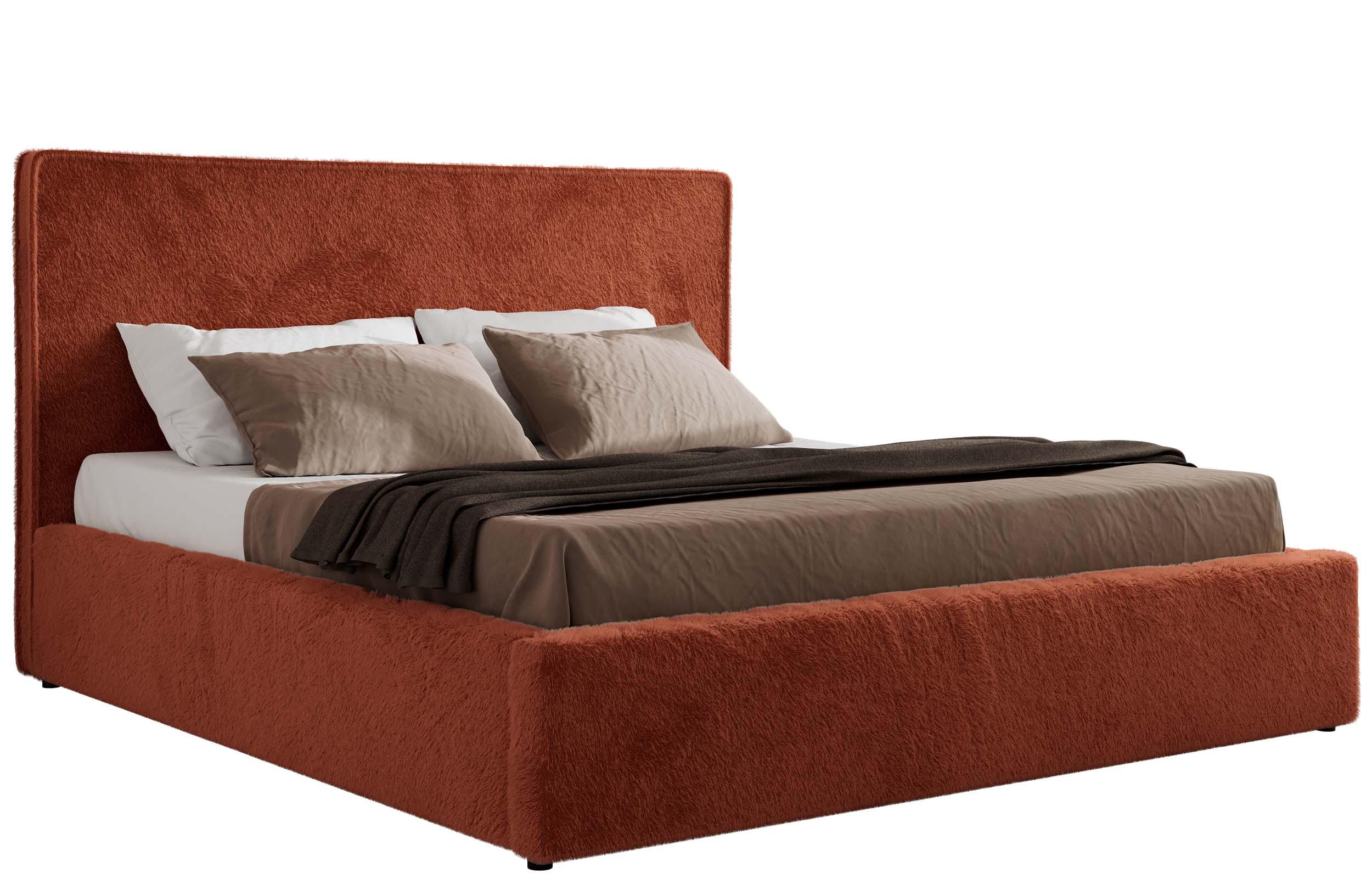 POLSTERBETT CORIVO CLASSIC 140/200 - Orange Plüsch - Schaum-Matratze - Orange, Textil (140/200cm) - MKS
