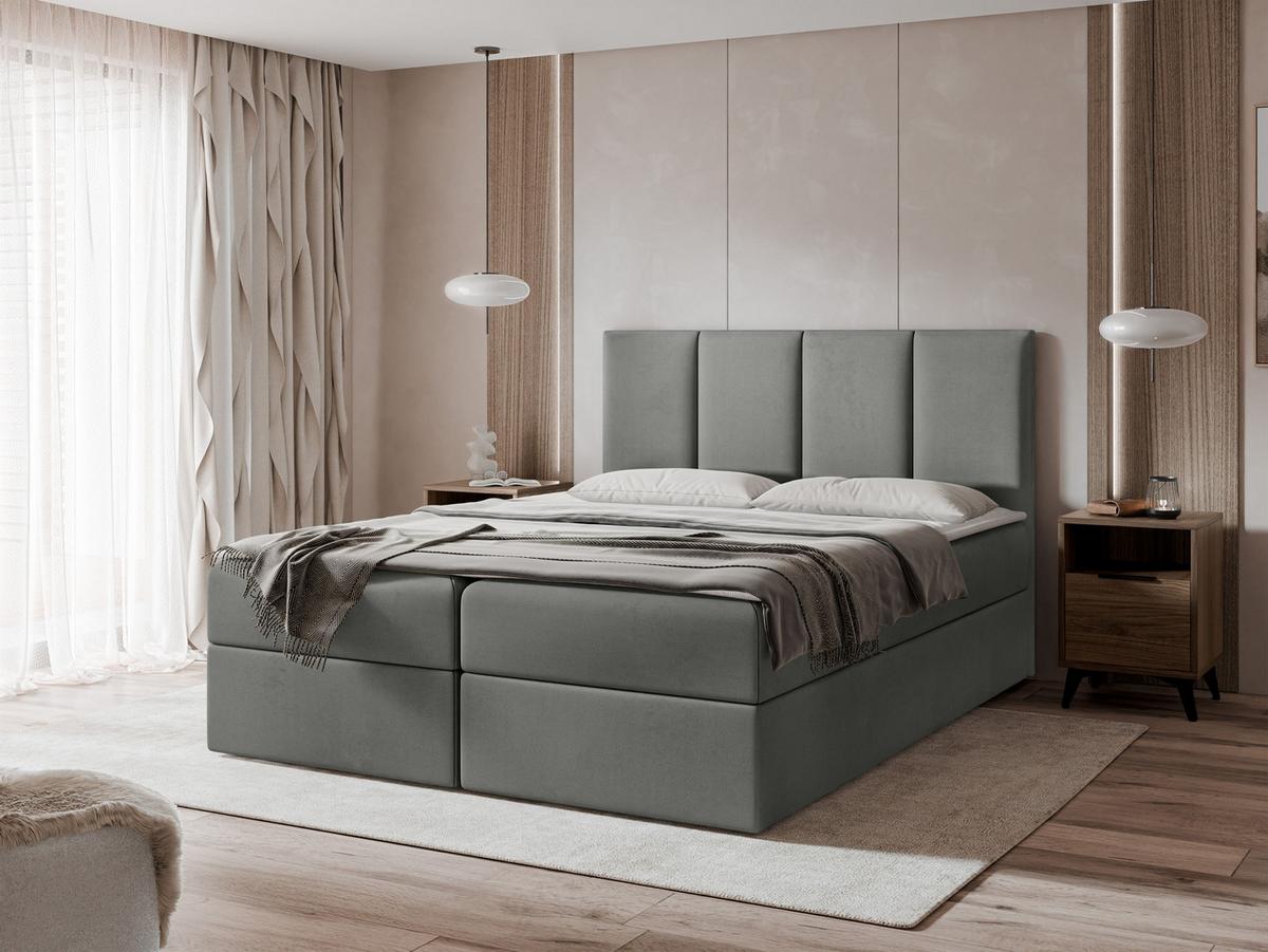 BOXBETT Rebos - H3 - Grau, Holz/Textil (160/200cm) - MIRJAN24