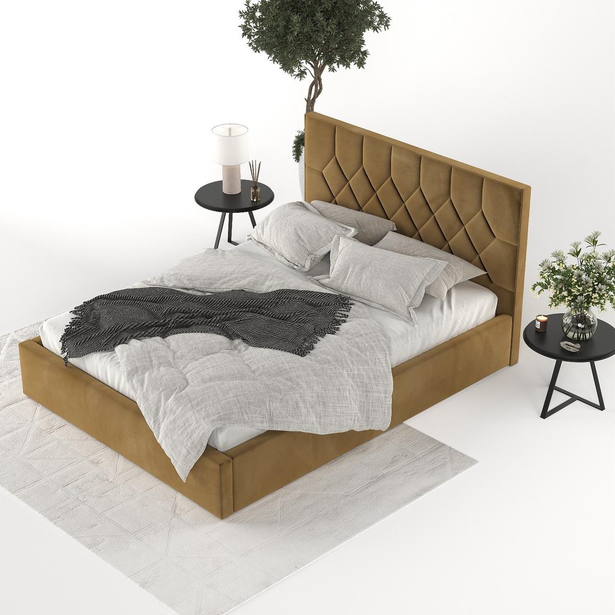 POLSTERBETT Brisa 180/200 cm Honiggelb im Kronos Stoff - Schwarz/Naturfarben, Holz/Holzwerkstoff (180/200cm) - AltaBeds