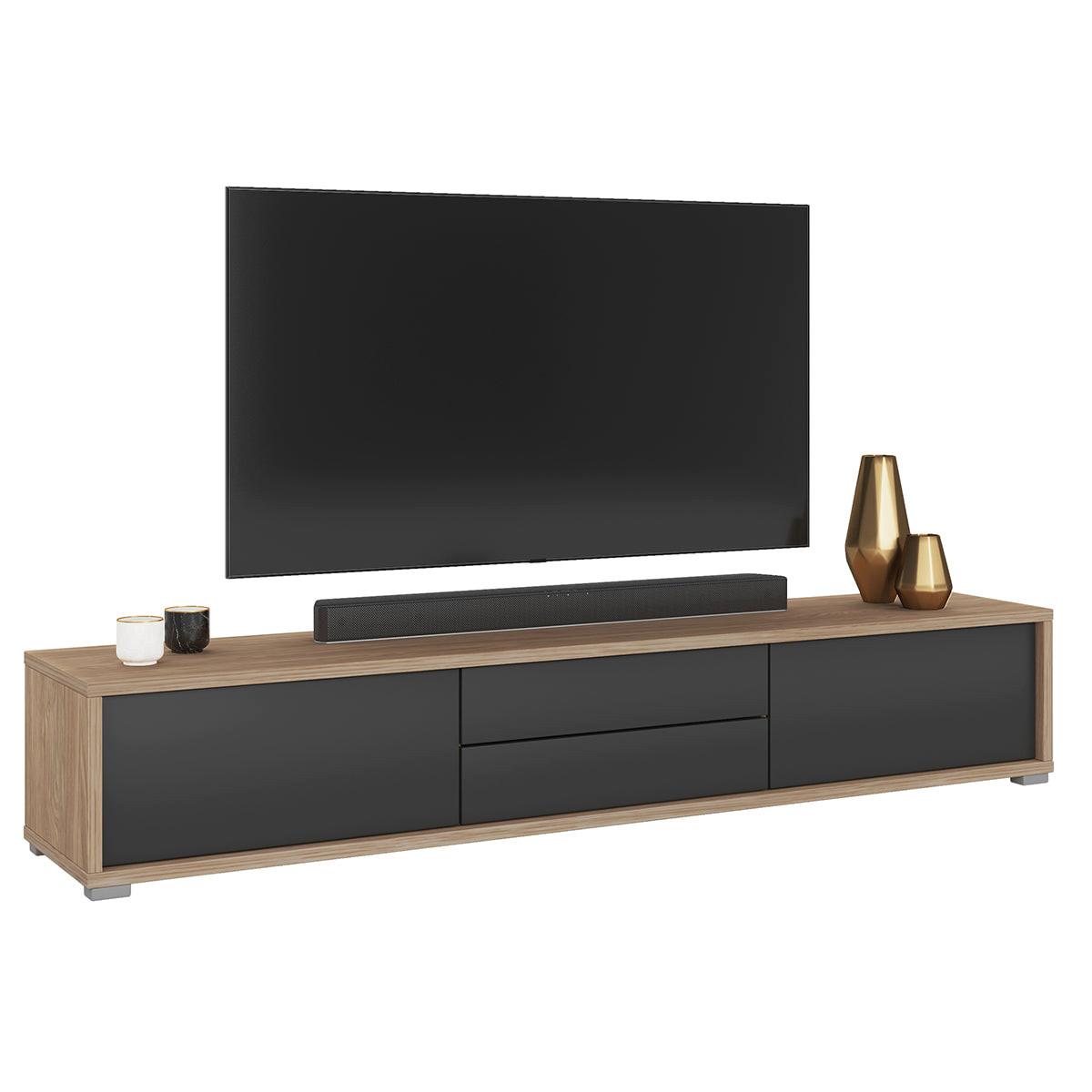 TV-MÖBEL Idra Grau und Holz - Grau, Holzwerkstoff (180/32/36cm) - Petits-meubles