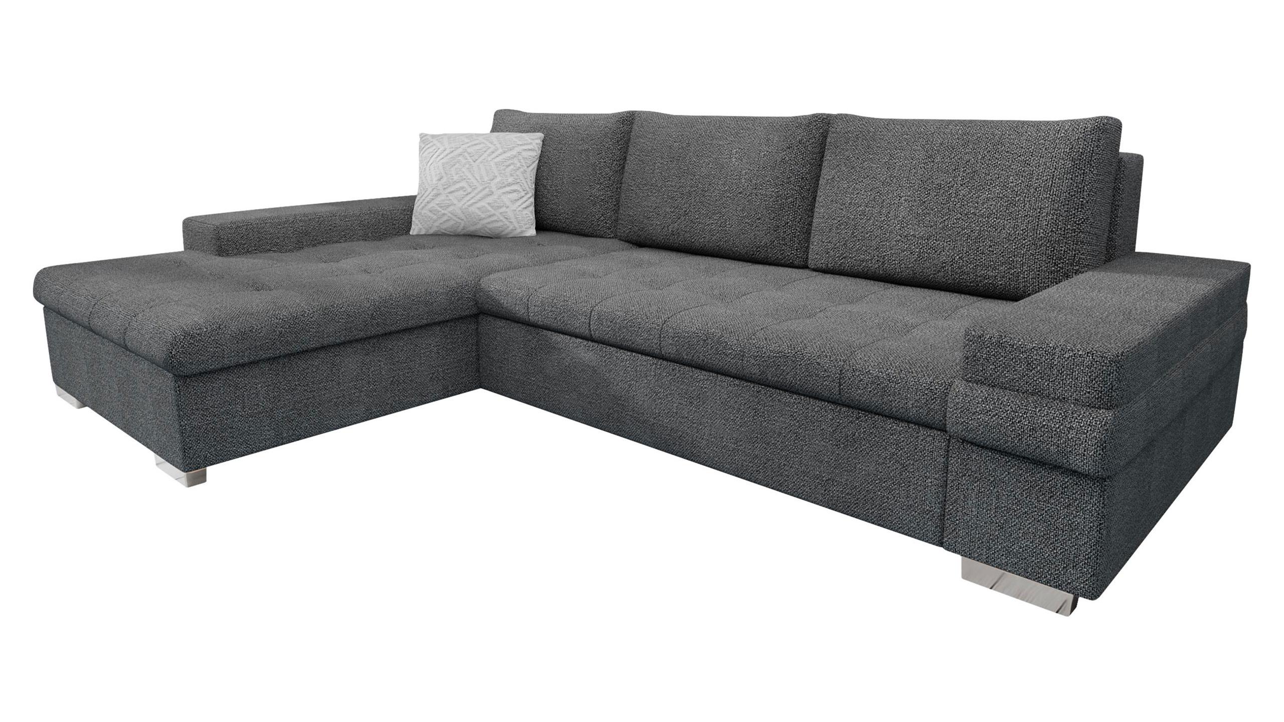 ECKSOFA Bangkok Mini Premium - Silberfarben/Hellgrau, Holz/Textil (274/182cm) - MIRJAN24