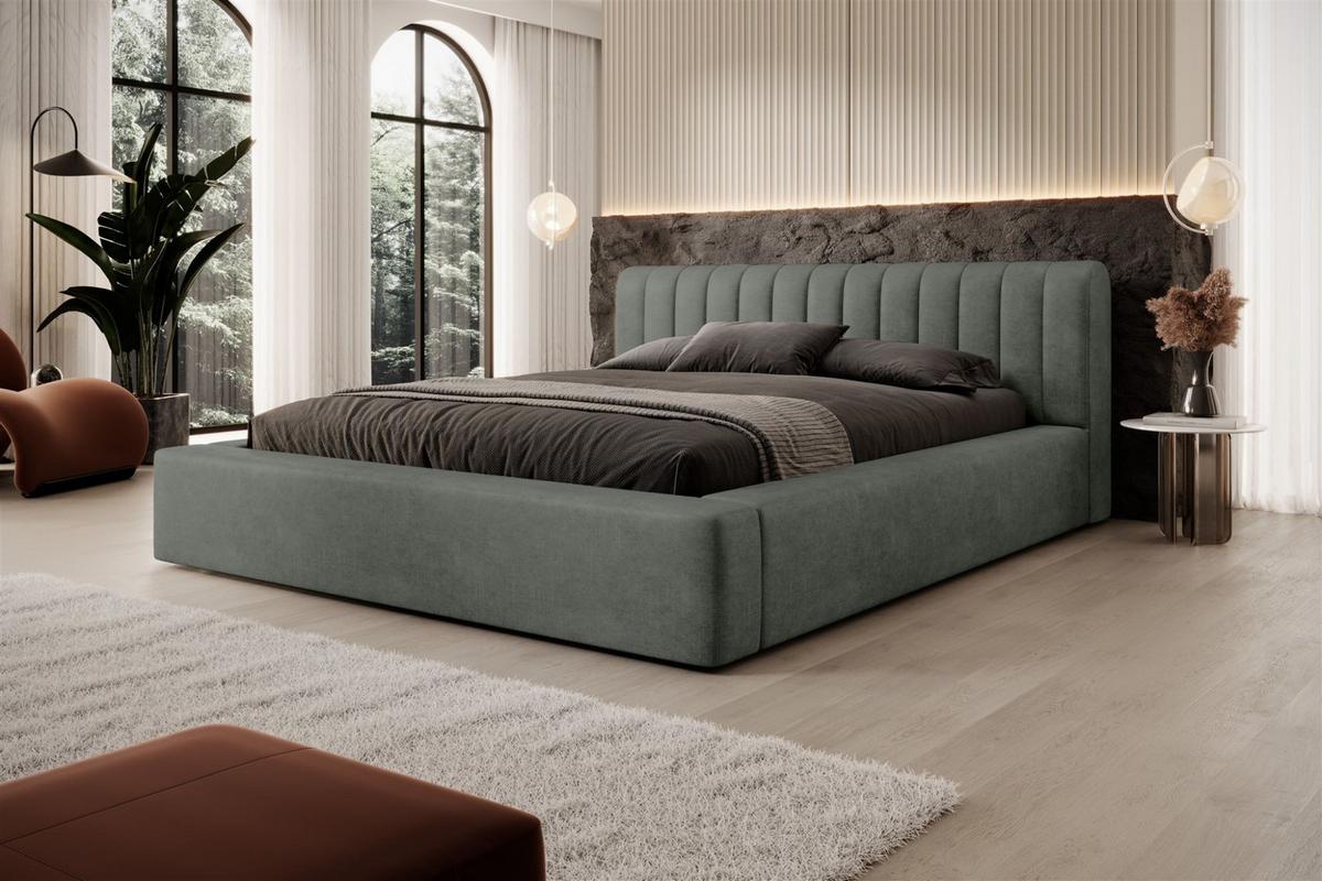 POLSTERBETT Peoria Stoff Macau - Grün, Holzwerkstoff/Textil (180/200cm) - Fun Möbel