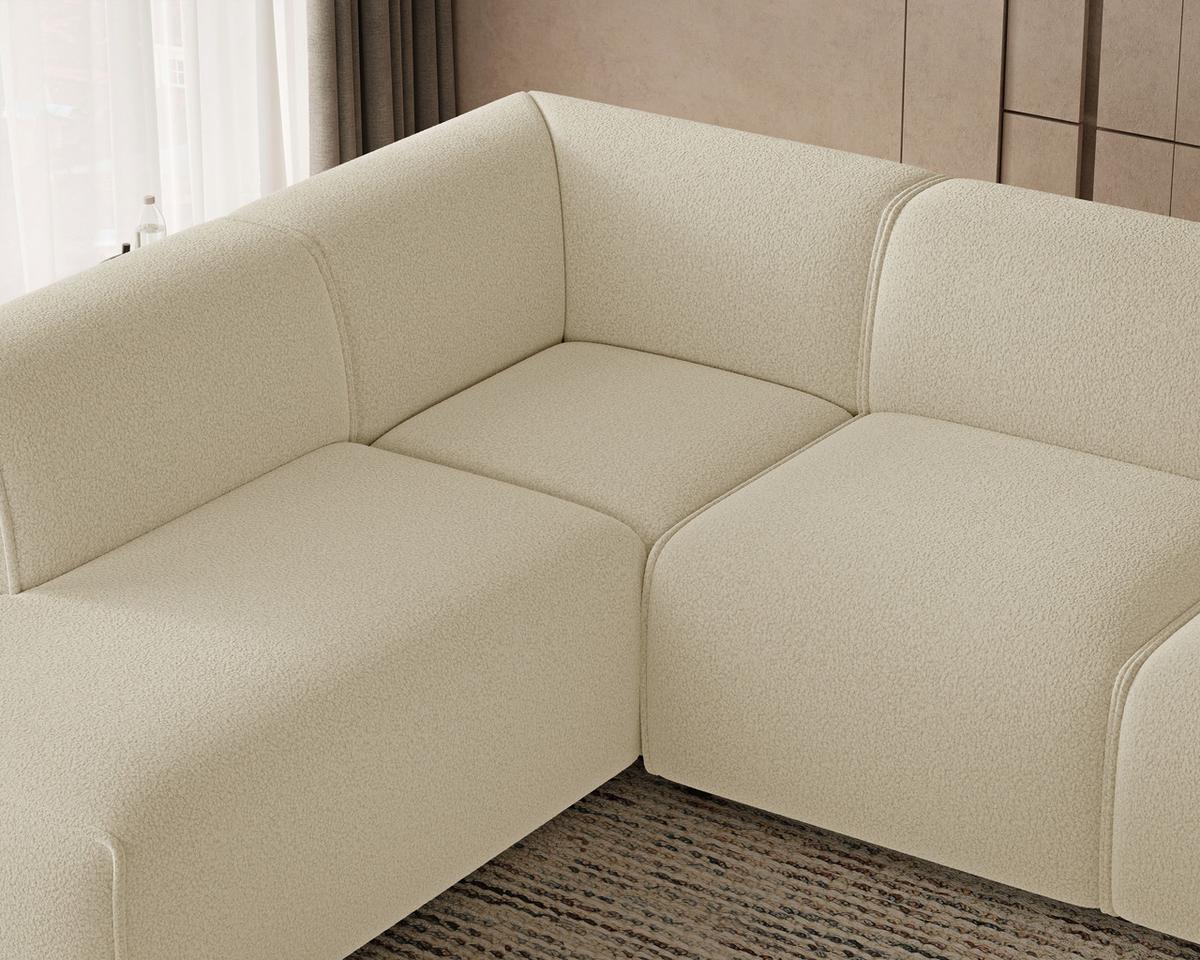 ECKSOFA Eluno Creme Links - Creme/Schwarz, Holz/Kunststoff (220/292cm) - Graingold