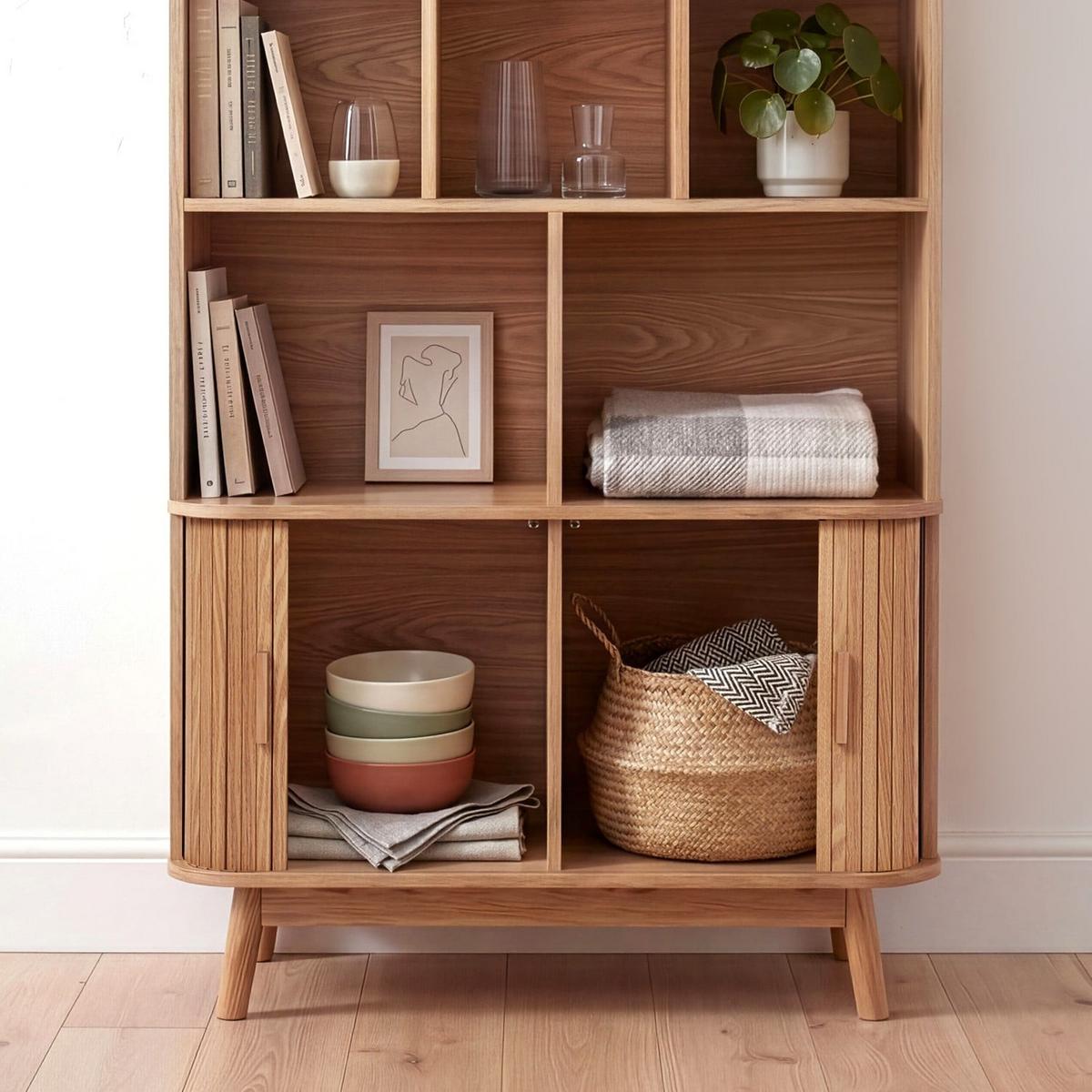 BÜCHERREGAL mit 2 schiebetüren ernest 40/157,5/80 cm - Eschefarben, Holzwerkstoff (80/157.5/35.5cm) - Calicosy