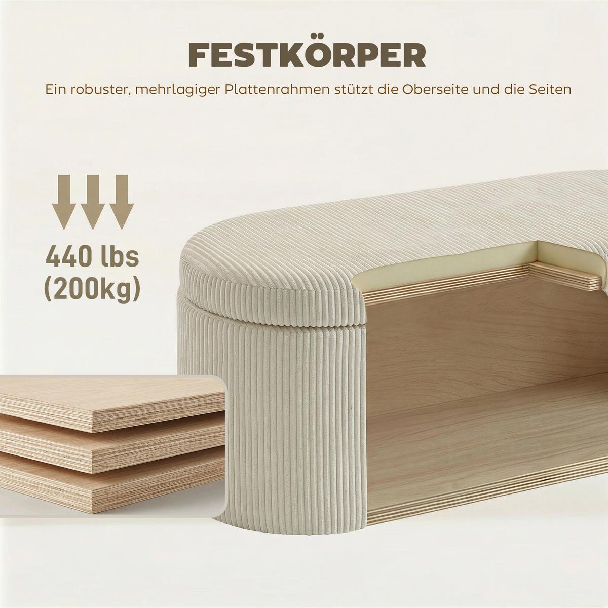 SITZBANK Polyester Beige - Beige/Schwarz, Kunststoff/Textil (51/49/105cm) - HOMCOM