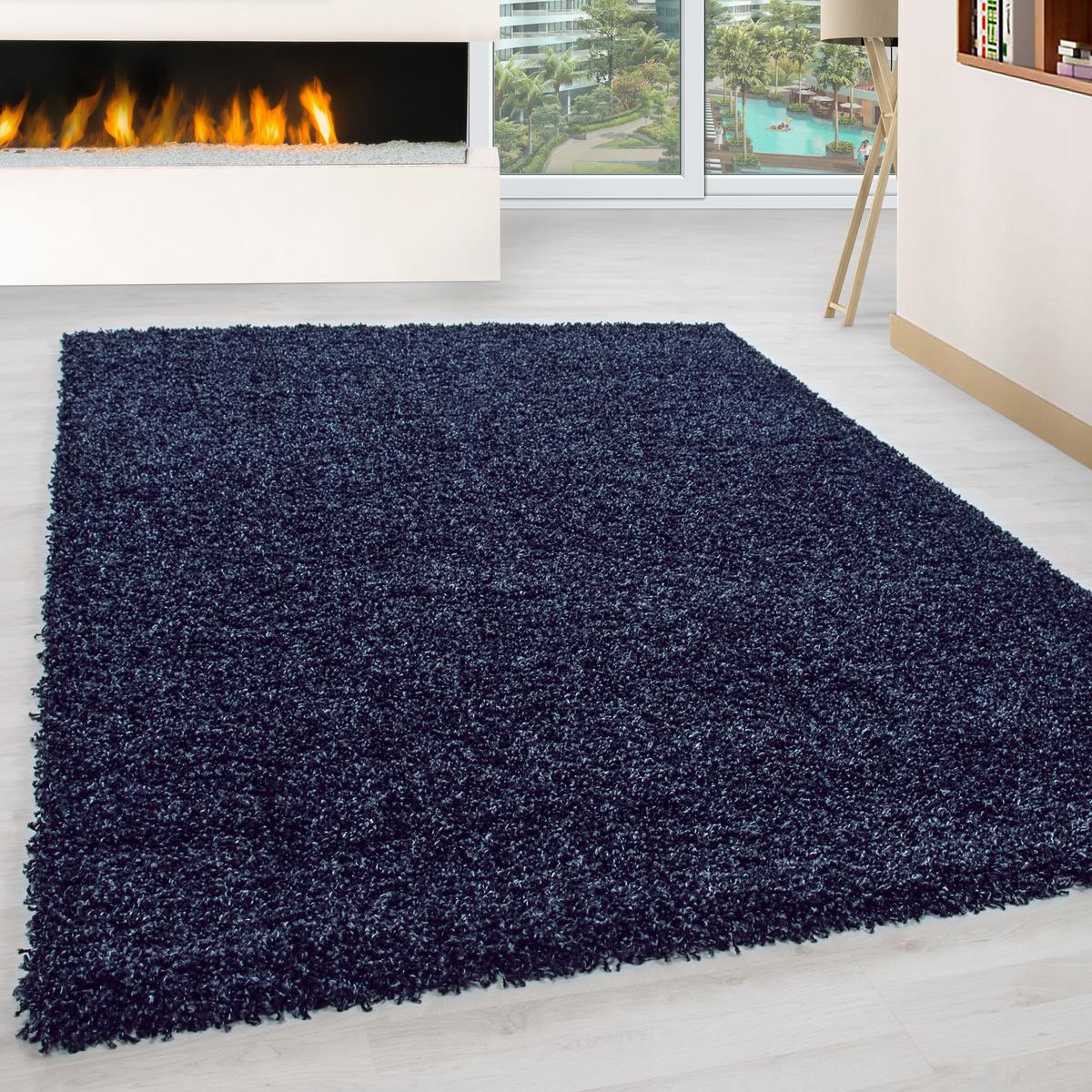 HOCHFLORTEPPICH RHEIN, einfarbig, Marineblau, 80 x 150 cm - Blau, Textil (80/150cm) - KADIMA DESIGN