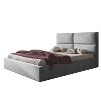 BETT 120x200 - Polsterbett mit Bettkasten und Metallrahmen - Modern Betten - Weicher Jasminstoff - Kollektion Lizbona, Grau - Grau, Holz/Textil (120/200cm) - Alpi-Möbel
