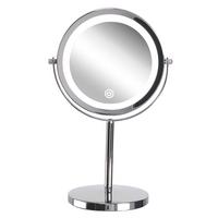 KOSMETIKSPIEGEL silber mit LED-Beleuchtung 20 cm Verdun - Silberfarben, Metall (20/31/14cm) - Beliani