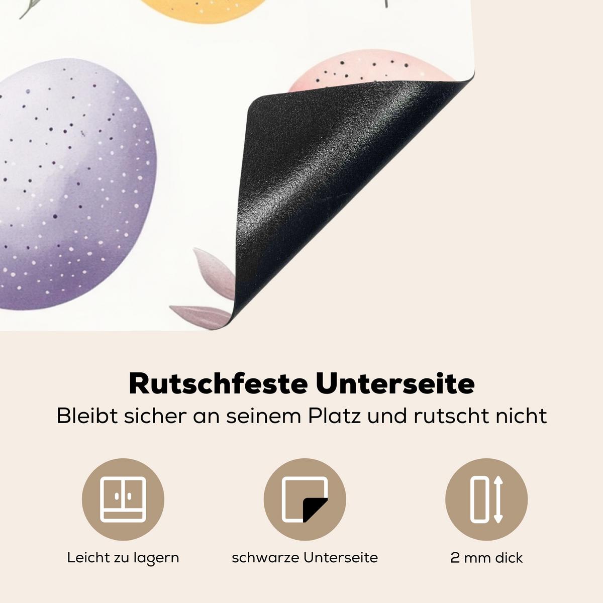 HERDABDECKPLATTE Eier - Bunt - Muster Induktionsschutz 91.6x52.7 cm - Weiß, Kunststoff (91.6/52.7/0.2cm) - MuchoWow