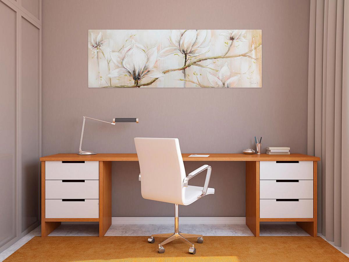 ÖLGEMÄLDE 150/50 cm - Beige/Weiß, Holz/Textil (150/50cm) - KUNSTLOFT