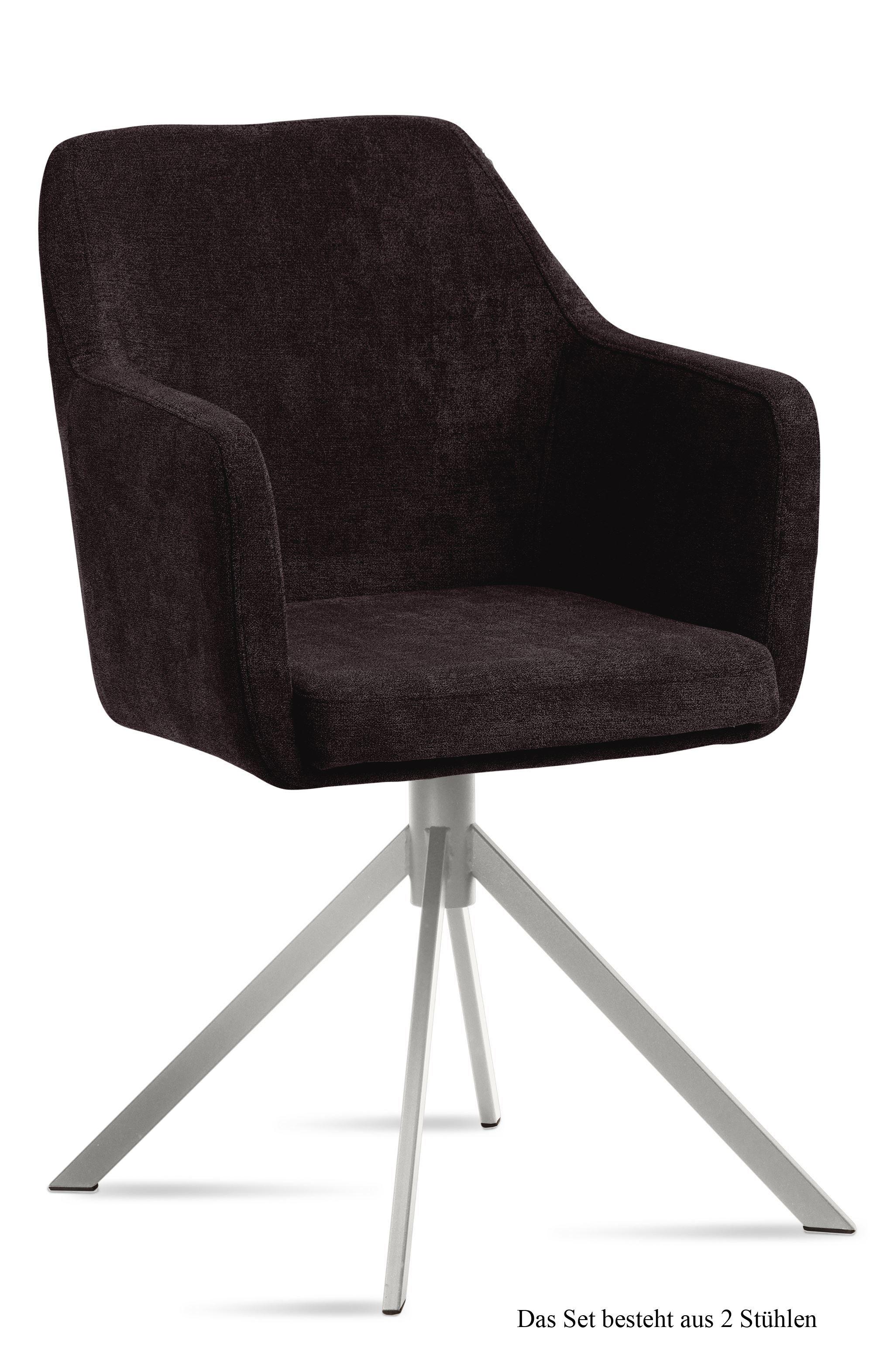 ARMLEHNSTUHL (2er-Set) Dorrie 57x87x60 Edelstahl/Espresso - Edelstahlfarben/Dunkelbraun, Kunststoff (60/87/57cm) - 58aufmkessel