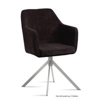 ARMLEHNSTUHL (2er-Set) Dorrie 57x87x60 Edelstahl/Espresso - Edelstahlfarben/Dunkelbraun, Kunststoff (60/87/57cm) - 58aufmkessel