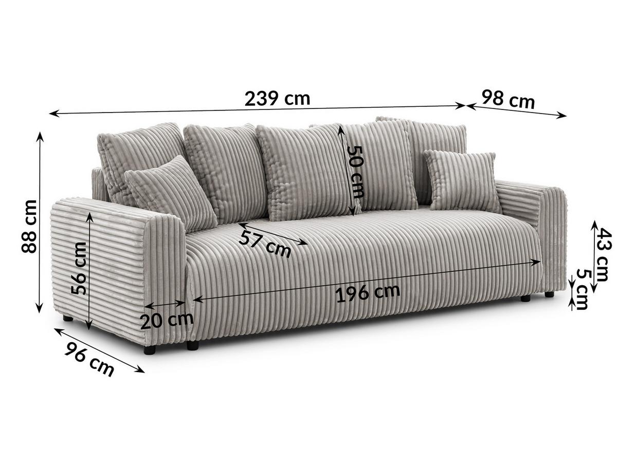 SCHLAFSOFA Calma mit Bettkasten im Bumpy-Design aus weichem Taupe Plüschcord - Taupe/Schwarz, Holz/Kunststoff (239/88/98cm) - S-Style