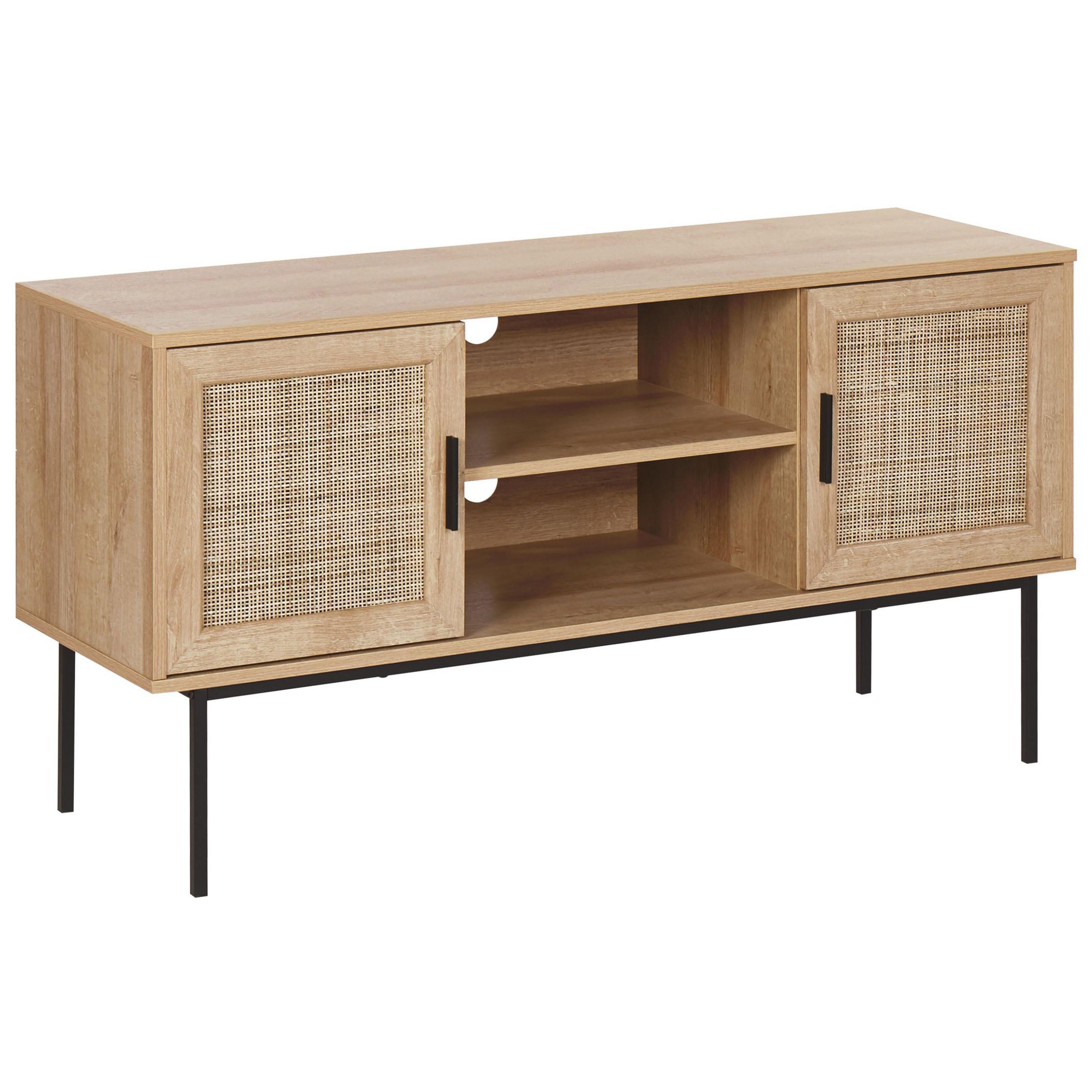 TV-MÖBEL Hellbraun, Schwarz PASCO 39/120/63 cm - Hellbraun, Holzwerkstoff (120/63/39cm) - Beliani