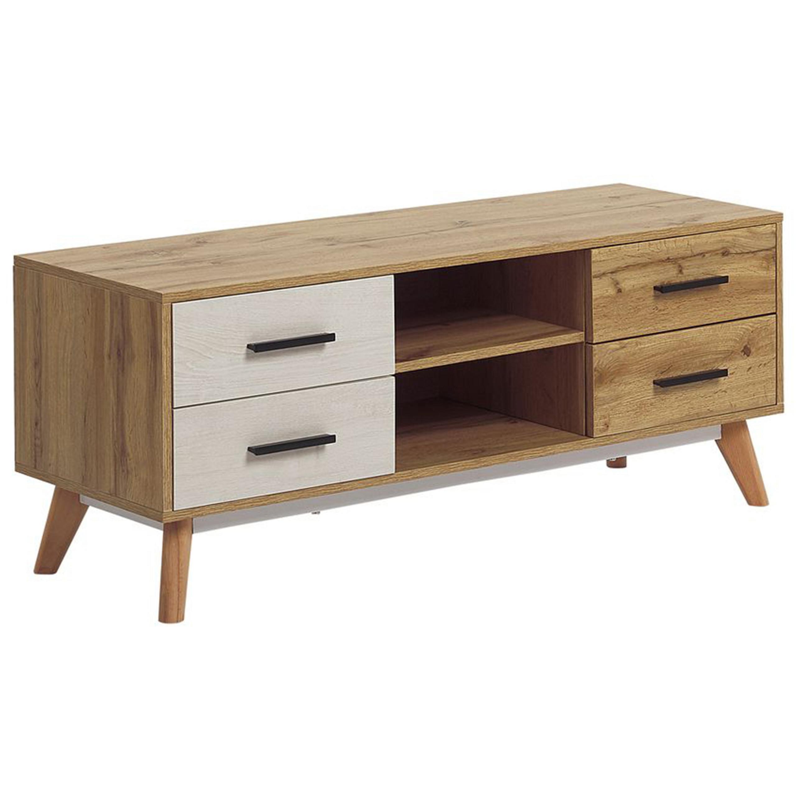 TV-MÖBEL Hellbraun, Weiß FLORIDA 40/120/49 cm - Hellbraun, Holzwerkstoff (120/49/40cm) - Beliani