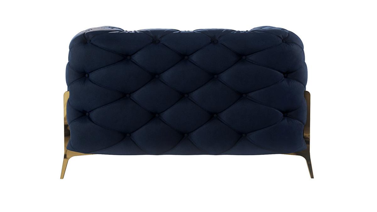 CHESTERFIELD-SESSEL Lexi Marineblau Samt - Goldfarben/Dunkelblau, Holz/Textil (125/75/100cm) - S-Style Möbel