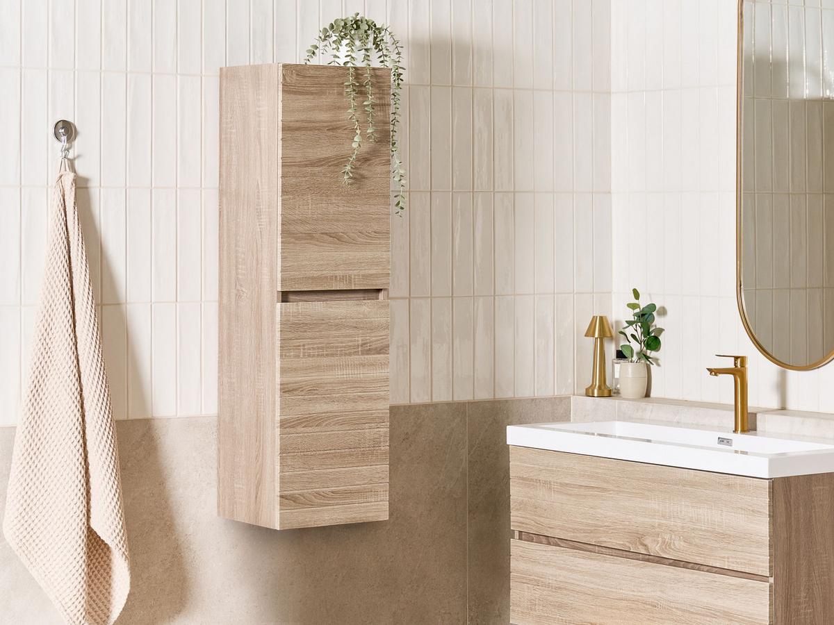BAD-WANDSCHRANK 35 cm Hellbraun Urucu - Hellbraun/Braun, Holzwerkstoff (35/120/30cm) - Beliani