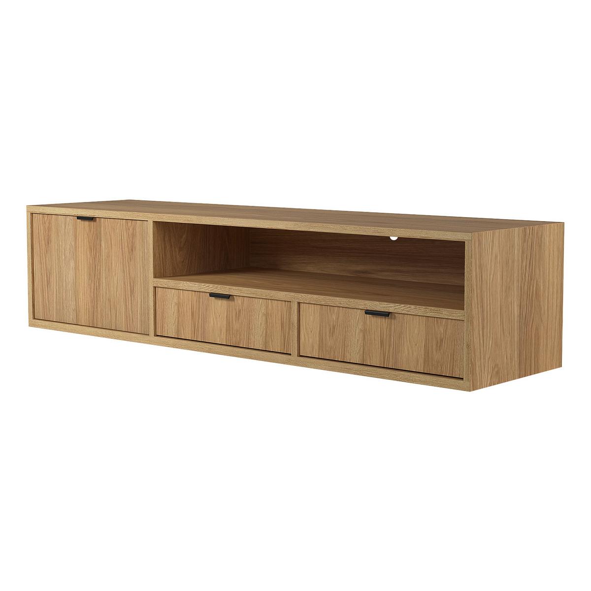 HÄNGELOWBOARD Evron mit 2 Schubladen und 1 Tür, 150 cm, Hikora Eiche - Eichefarben, Holzwerkstoff (150/35/40cm) - Beautysofa