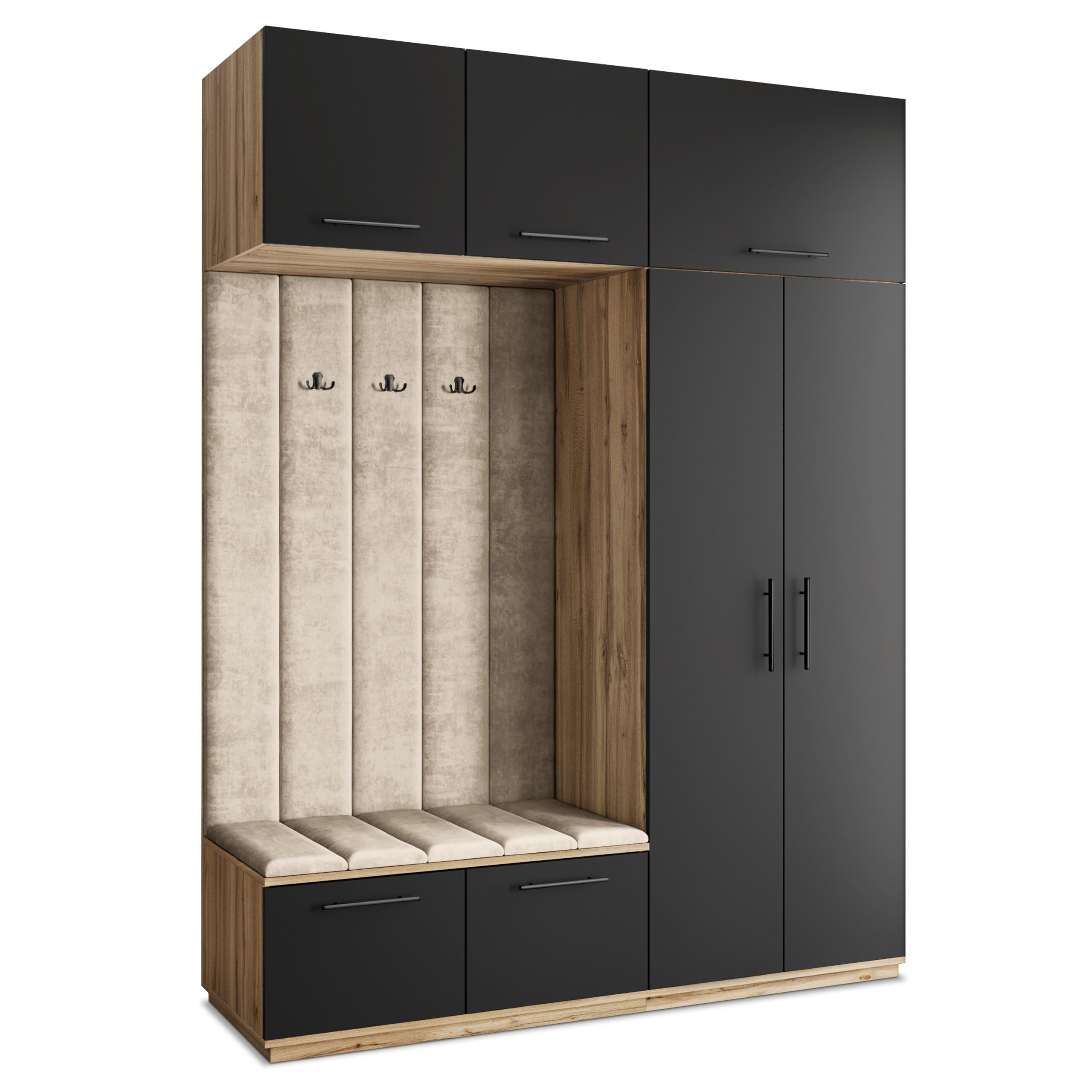 GARDEROBENSCHRANK REMA 180/240/60 cm Modern Eiche Wotan - Beige/Eiche Wotan, Holzwerkstoff (180/240/60cm) - MASSENO