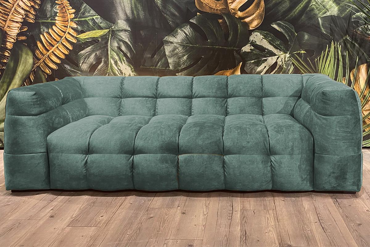 SOFA RIO Petrol Velvet - Petrol/Schwarz, Textil (207/68/105cm) - KAWOLA