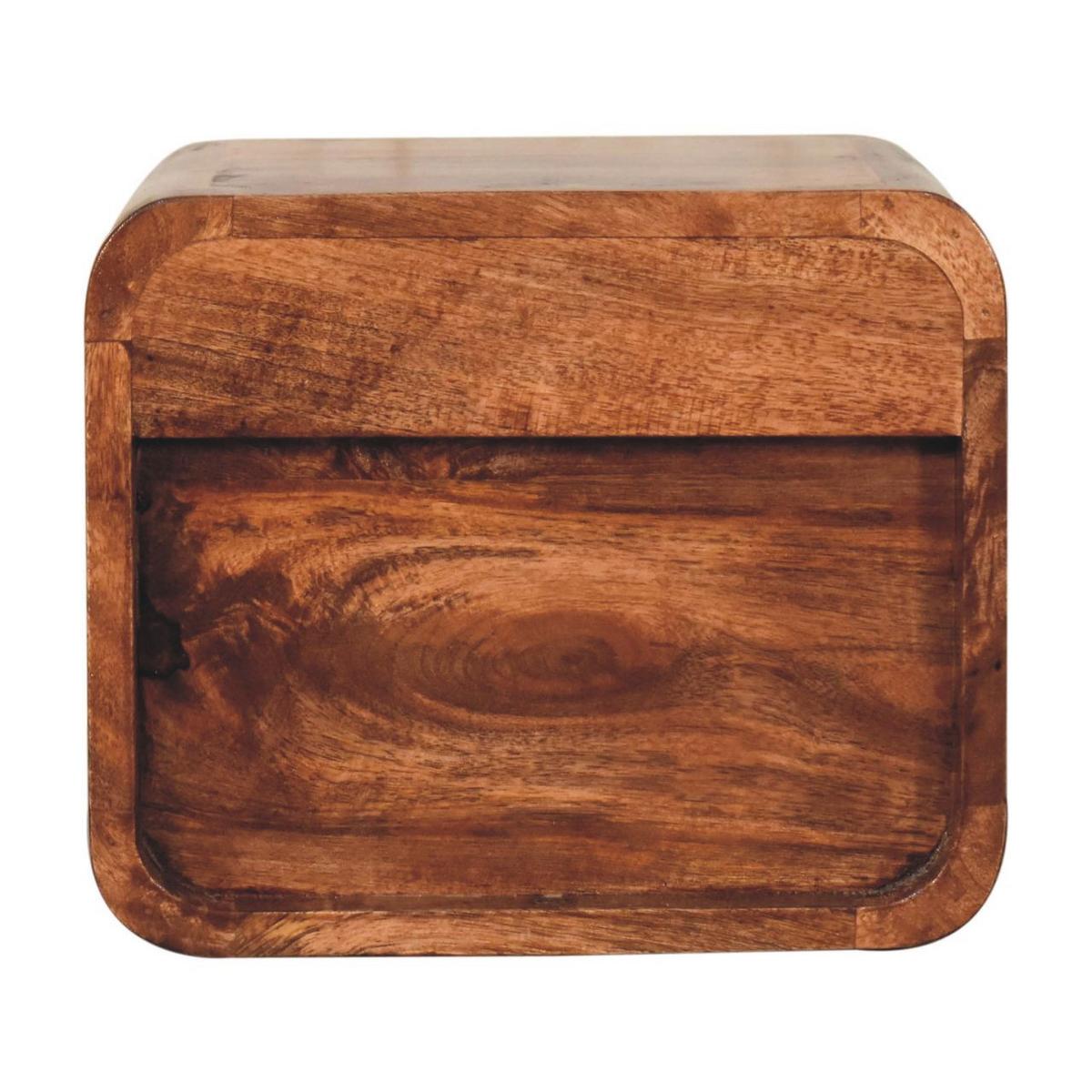 NACHTKASTEN Mini Honigkaramell Wandmontiert, 1 Schublade und Offenes Fach, Dunkelbraun - Messingfarben/Braun, Holz/Metall (30/25/25cm) - Artisan Furniture