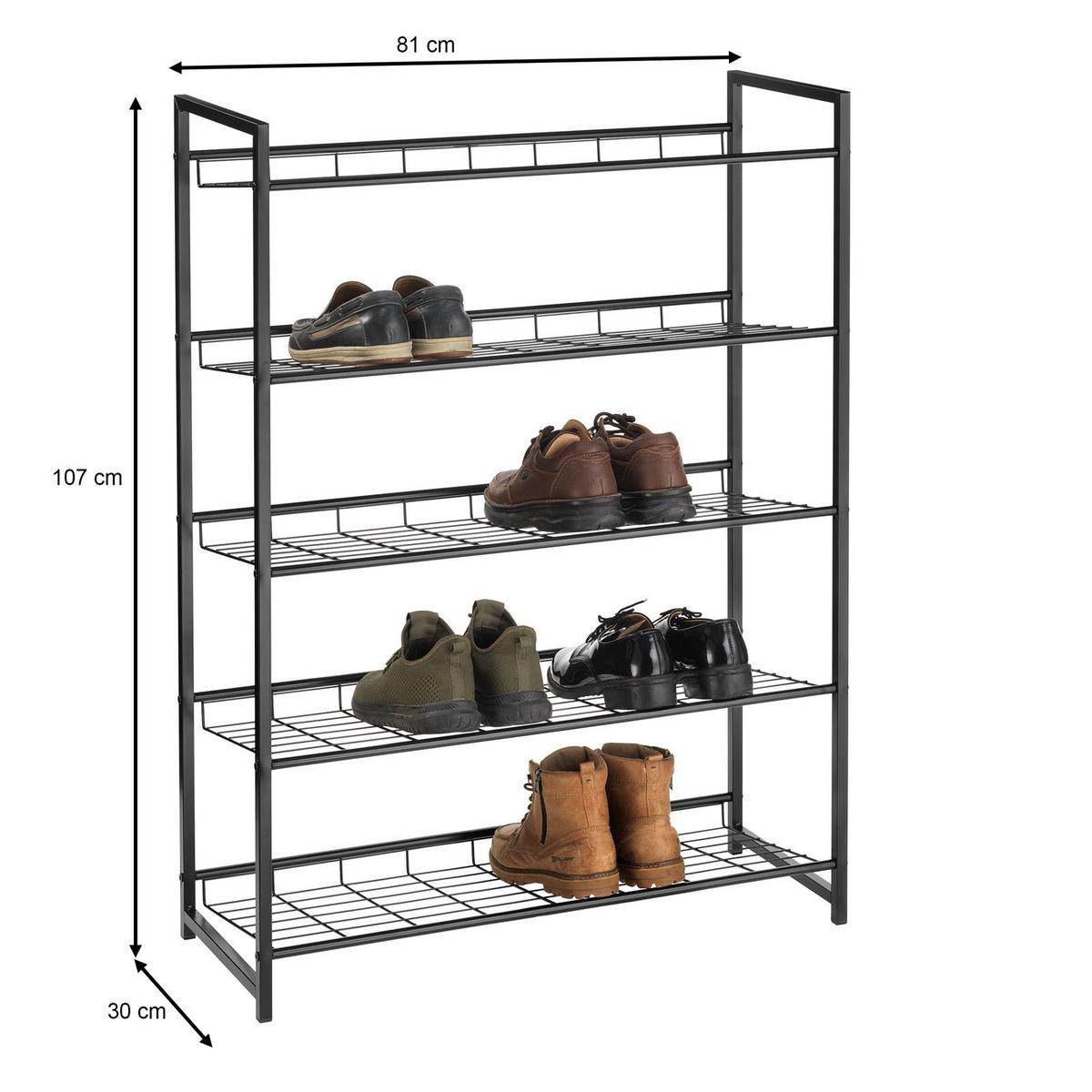 SCHUHREGAL ORDO - Schwarz, Metall (81/107/30cm) - CARO-Möbel
