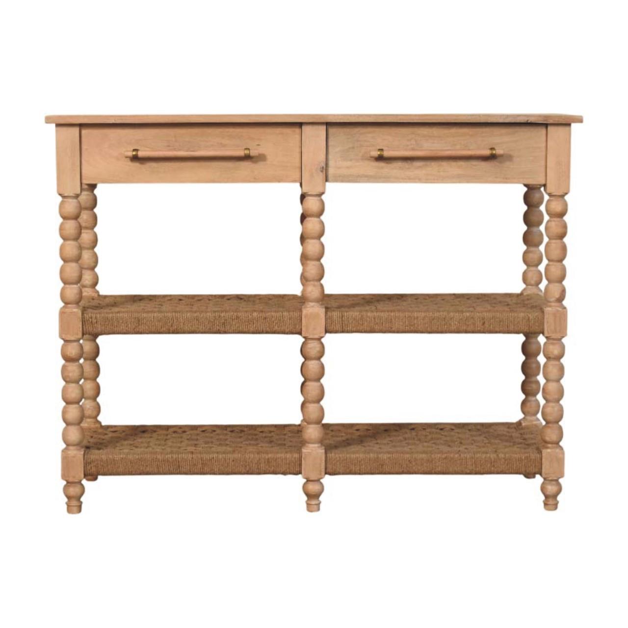 KONSOLENTISCH mit Stonedrift-Holz-Finish, 2 Schubladen, 4 offene Ablagen, hellbraun - Braun, Holz (40/115/88cm) - Artisan Furniture