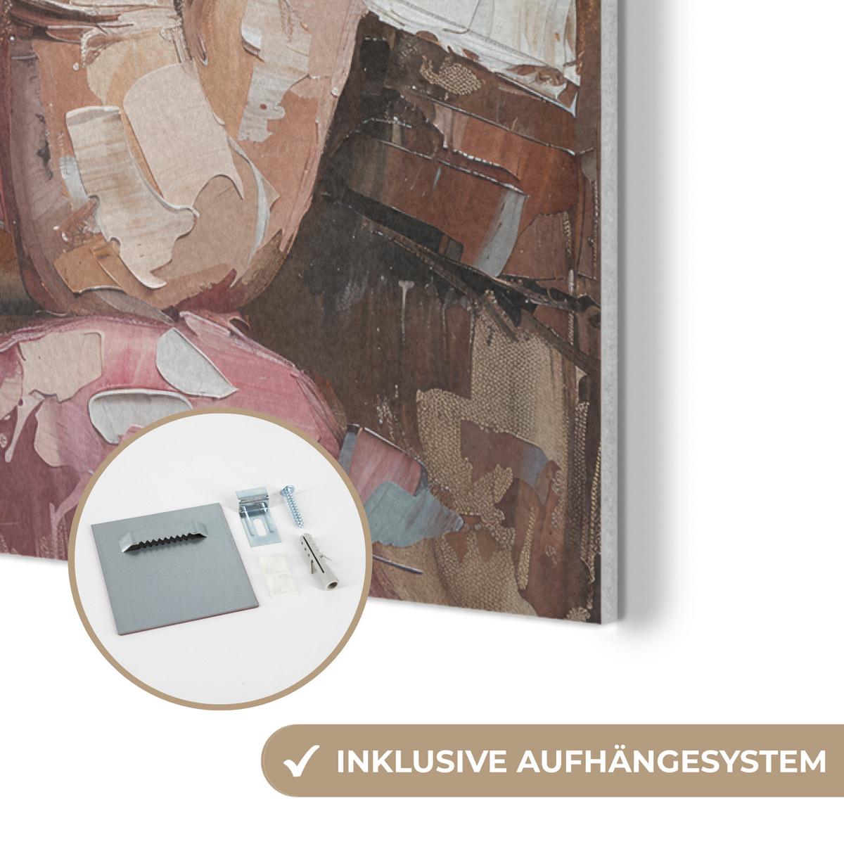 AKUSTIKBILD Frau - Lackierung - Porträt - Modern Wanddeko 60x90 cm - Altrosa, Kunststoff (60/90/0.9cm) - MuchoWow