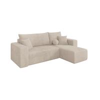 ECKSOFA mit Schlaffunktion Ottomane Rechts SENO-L 249x139x85 Beige Cord - Beige/Schwarz, Holzwerkstoff/Kunststoff (249/139cm) - ALTDECOR