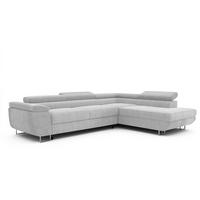 ECKSOFA ANTON rechts, mit Schlaffunktion und Bettkasten Hellgrau - Chromfarben/Hellgrau, Textil/Metall (274/203cm) - Idohome