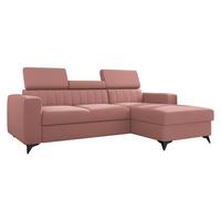 ECKSOFA Milano, Seite: Rechts 2R+LC - Schwarz/Rosa, Holz/Textil (236/172cm) - MIRJAN24