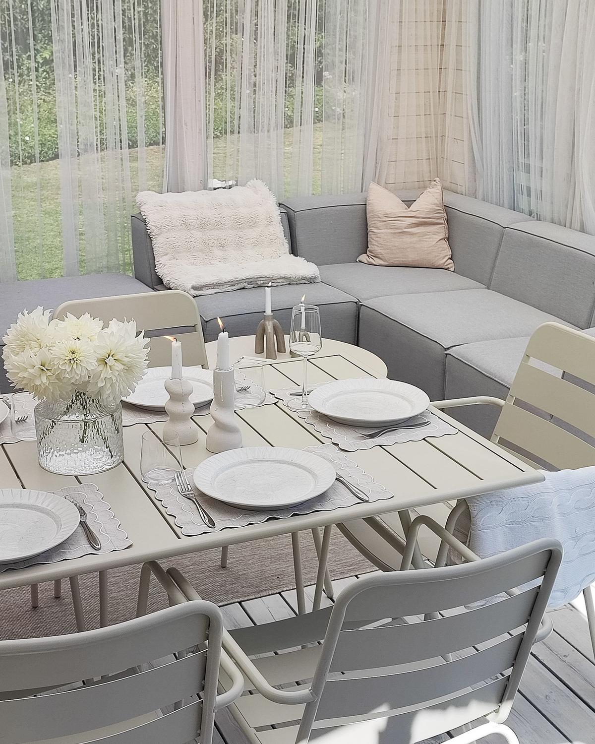 GARTENMÖBEL-SET 6-Sitzer Hellbeige Metall Terenzo - Beige, Metall - Beliani