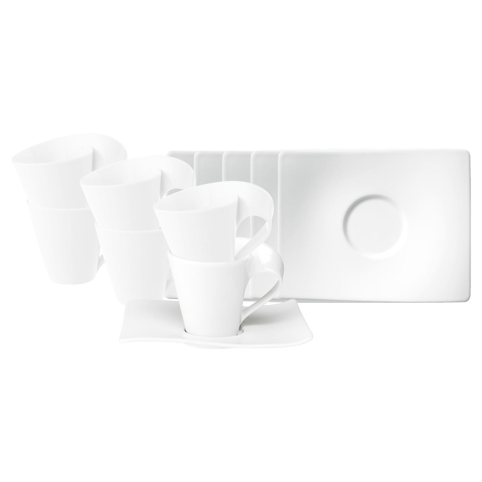 KAFFEETASSEN MIT UNTERTASSEN NewWave weiß 200 ml 6er Set - Weiß, Keramik (14.6/11.3/18cm) - Villeroy & Boch