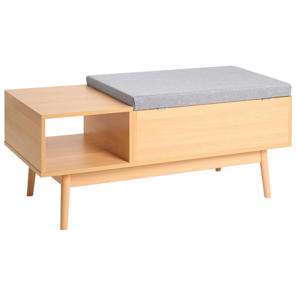SCHUHBANK Hellbraun Bourke - Hellbraun/Braun, Holzwerkstoff (110/43/46cm) - Beliani