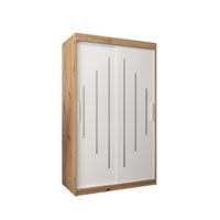 SCHWEBETÜRENSCHRANK 200/120/62 2-türig - Silberfarben/Weiß, Holz/Kunststoff (120/200/62cm) - Abiks Möbel