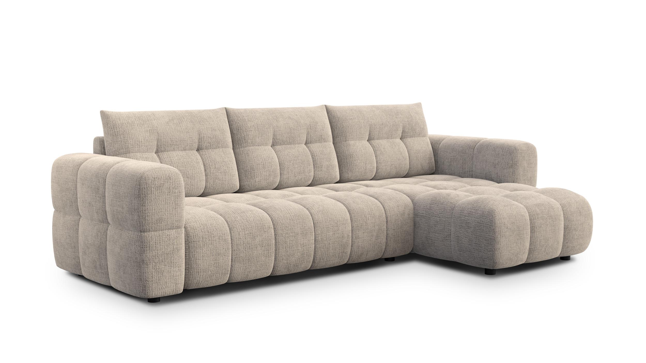 ECKSOFA CLOUDI 4-Sitzer rechts, beige - Beige/Schwarz, Holz/Textil (294/160cm) - Wozimo